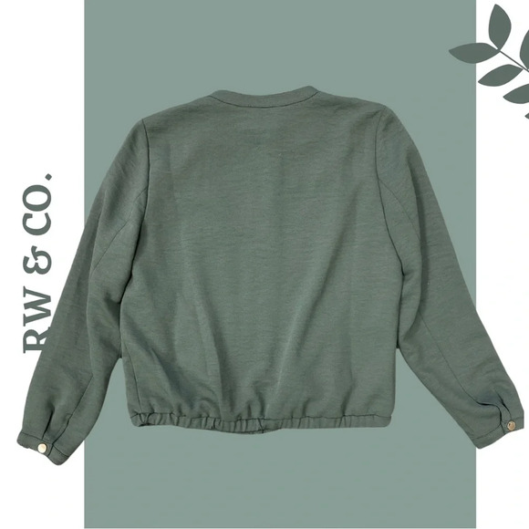 RW&Co Khaki Green Lined Lightweight Bomber Jacket Zipper Front Size Small - Picture 2 of 7